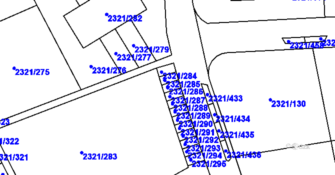 Parcela st. 2321/286 v KÚ Frymburk, Katastrální mapa