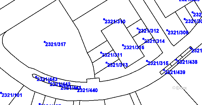 Parcela st. 2321/311 v KÚ Frymburk, Katastrální mapa