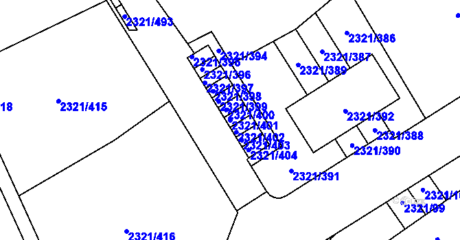 Parcela st. 2321/401 v KÚ Frymburk, Katastrální mapa