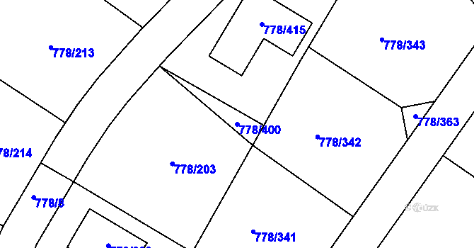 Parcela st. 778/400 v KÚ Frymburk, Katastrální mapa