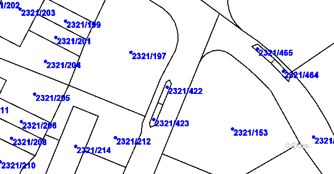 Parcela st. 2321/422 v KÚ Frymburk, Katastrální mapa