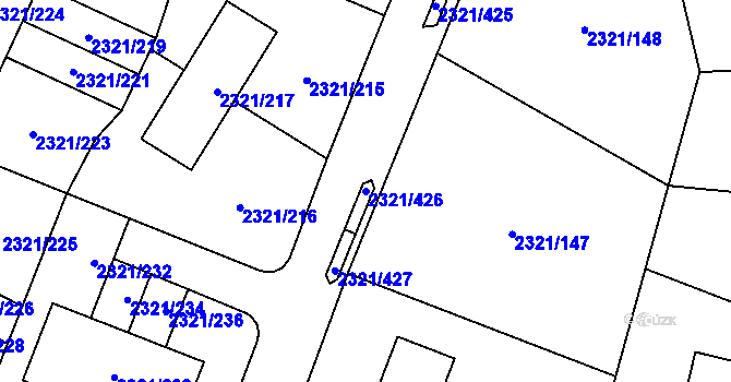 Parcela st. 2321/426 v KÚ Frymburk, Katastrální mapa