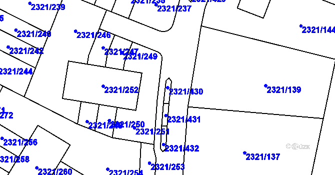 Parcela st. 2321/430 v KÚ Frymburk, Katastrální mapa