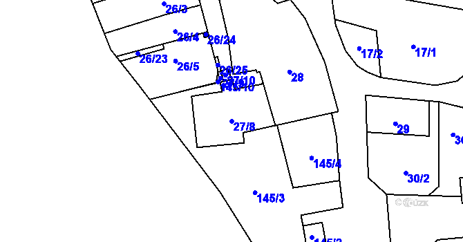 Parcela st. 27/8 v KÚ Frymburk, Katastrální mapa