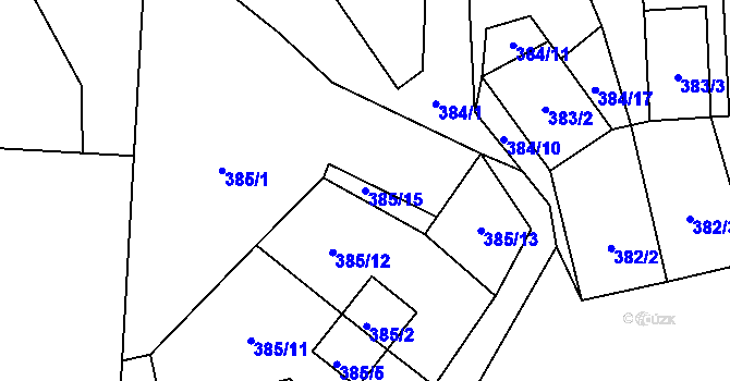Parcela st. 385/15 v KÚ Frymburk, Katastrální mapa