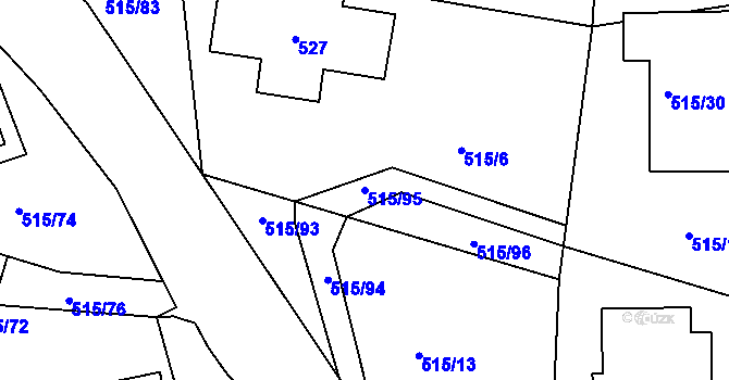 Parcela st. 515/95 v KÚ Frymburk, Katastrální mapa