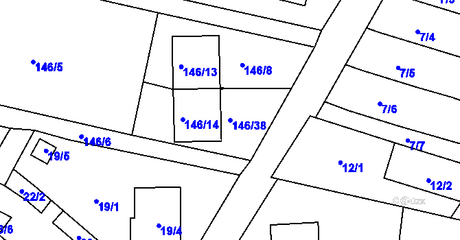 Parcela st. 146/38 v KÚ Frymburk, Katastrální mapa