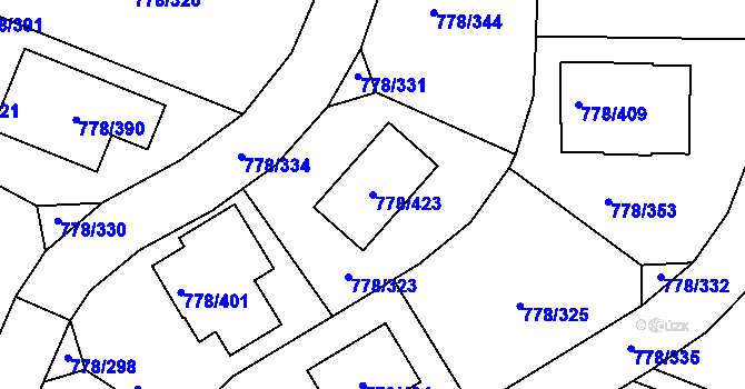Parcela st. 778/423 v KÚ Frymburk, Katastrální mapa
