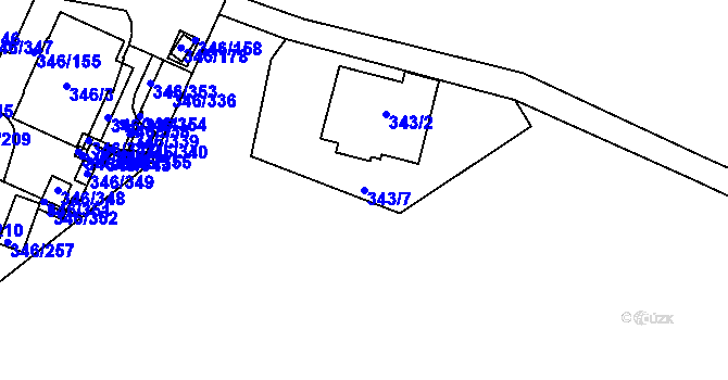 Parcela st. 343/7 v KÚ Frymburk, Katastrální mapa