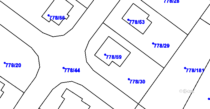 Parcela st. 778/59 v KÚ Frymburk, Katastrální mapa