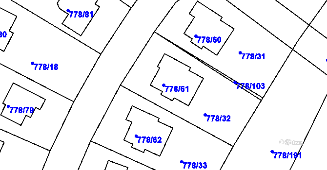 Parcela st. 778/61 v KÚ Frymburk, Katastrální mapa