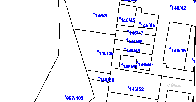 Parcela st. 146/36 v KÚ Frymburk, Katastrální mapa