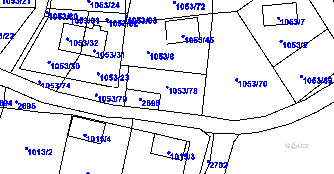 Parcela st. 1053/78 v KÚ Frymburk, Katastrální mapa