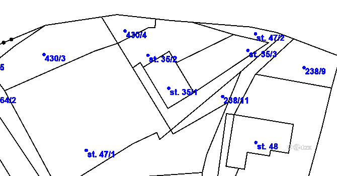 Parcela st. 35/1 v KÚ Frydava, Katastrální mapa