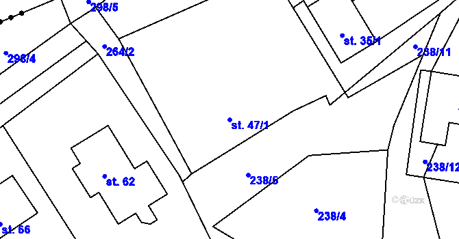 Parcela st. 47/1 v KÚ Frydava, Katastrální mapa