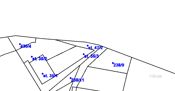 Parcela st. 47/2 v KÚ Frydava, Katastrální mapa