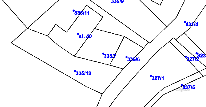 Parcela st. 335/7 v KÚ Frydava, Katastrální mapa