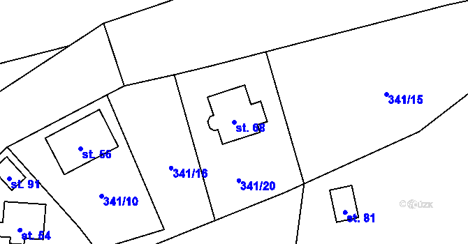 Parcela st. 68 v KÚ Frydava, Katastrální mapa