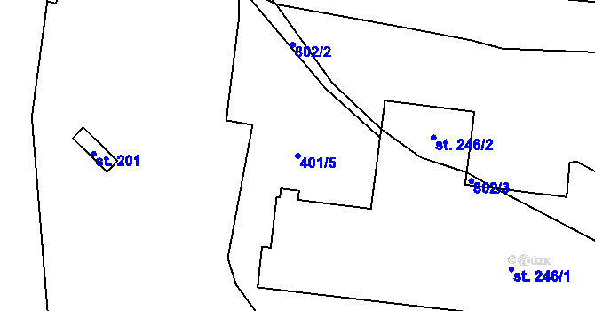 Parcela st. 401/5 v KÚ Fryšava pod Žákovou horou, Katastrální mapa