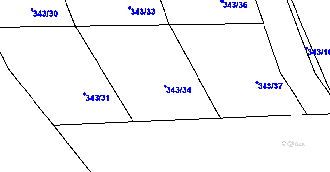 Parcela st. 343/34 v KÚ Fryšava pod Žákovou horou, Katastrální mapa