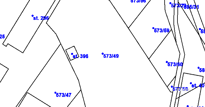 Parcela st. 573/49 v KÚ Fryšava pod Žákovou horou, Katastrální mapa