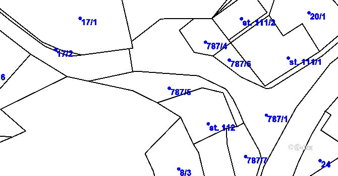 Parcela st. 787/5 v KÚ Fryšava pod Žákovou horou, Katastrální mapa