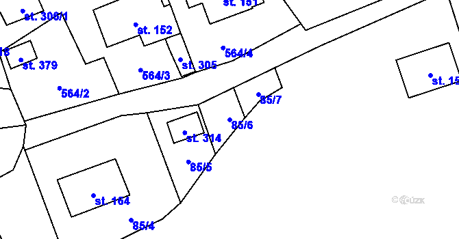 Parcela st. 85/6 v KÚ Fryšava pod Žákovou horou, Katastrální mapa