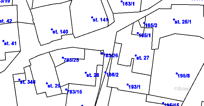Parcela st. 783/26 v KÚ Fryšava pod Žákovou horou, Katastrální mapa