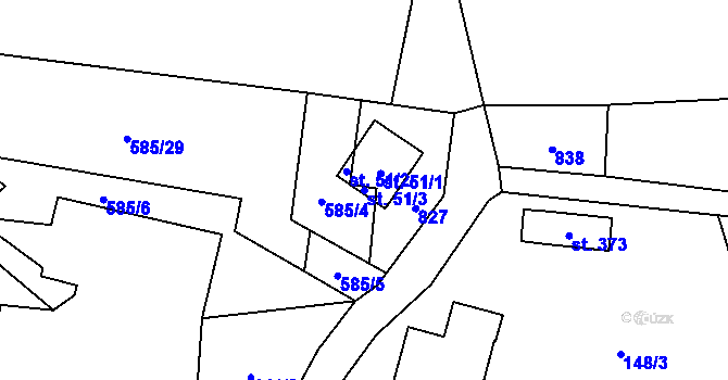Parcela st. 51/3 v KÚ Fryšava pod Žákovou horou, Katastrální mapa