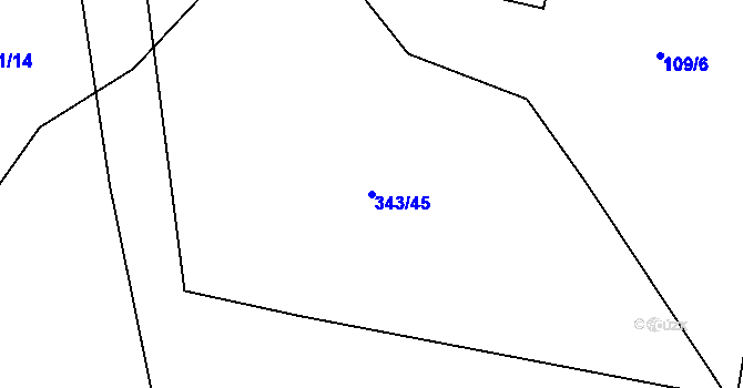 Parcela st. 343/45 v KÚ Fryšava pod Žákovou horou, Katastrální mapa