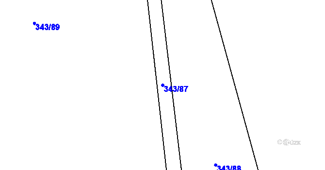 Parcela st. 343/87 v KÚ Fryšava pod Žákovou horou, Katastrální mapa