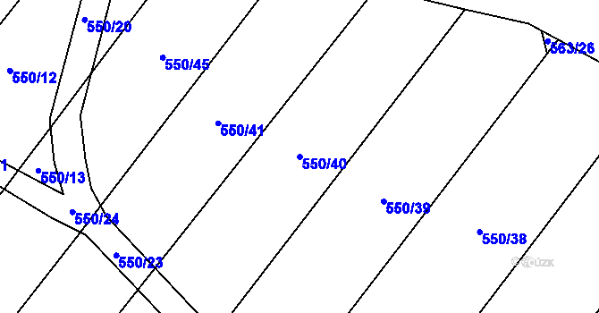 Parcela st. 550/40 v KÚ Fryšava pod Žákovou horou, Katastrální mapa