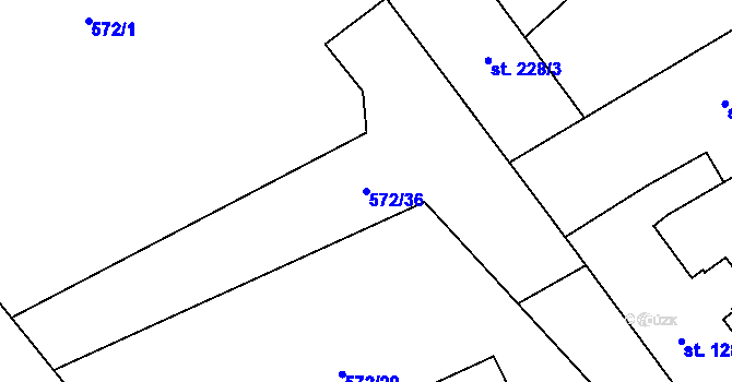 Parcela st. 572/36 v KÚ Fryšava pod Žákovou horou, Katastrální mapa