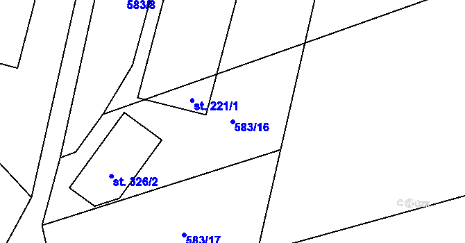 Parcela st. 583/16 v KÚ Fryšava pod Žákovou horou, Katastrální mapa