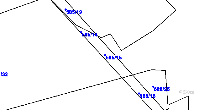 Parcela st. 585/15 v KÚ Fryšava pod Žákovou horou, Katastrální mapa