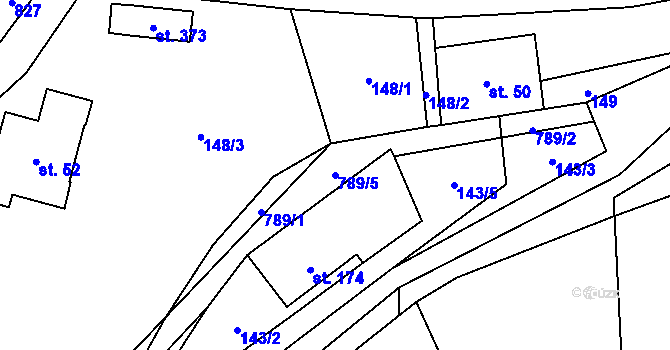 Parcela st. 789/5 v KÚ Fryšava pod Žákovou horou, Katastrální mapa