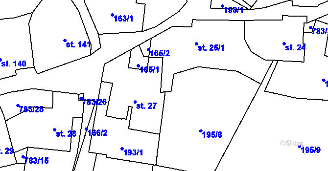 Parcela st. 25/2 v KÚ Fryšava pod Žákovou horou, Katastrální mapa