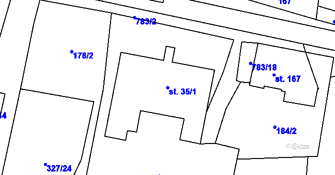 Parcela st. 35/1 v KÚ Fryšava pod Žákovou horou, Katastrální mapa