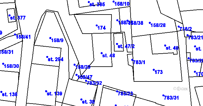 Parcela st. 48 v KÚ Fryšava pod Žákovou horou, Katastrální mapa