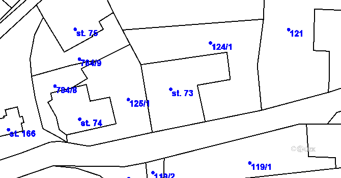 Parcela st. 73 v KÚ Fryšava pod Žákovou horou, Katastrální mapa