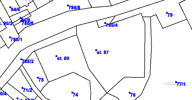 Parcela st. 87 v KÚ Fryšava pod Žákovou horou, Katastrální mapa