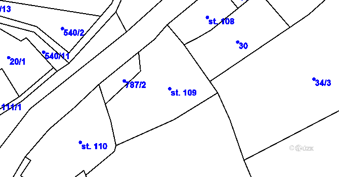 Parcela st. 109 v KÚ Fryšava pod Žákovou horou, Katastrální mapa