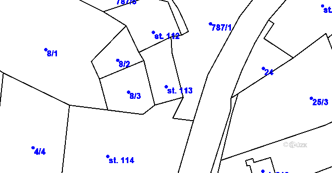 Parcela st. 113 v KÚ Fryšava pod Žákovou horou, Katastrální mapa