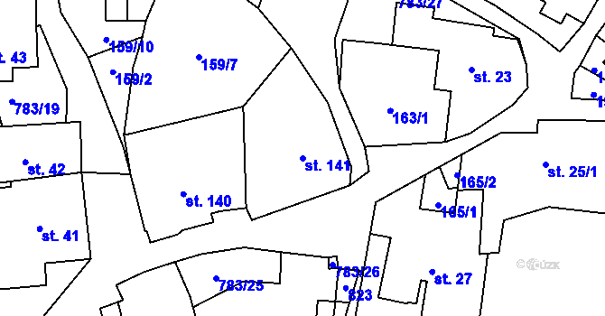 Parcela st. 141 v KÚ Fryšava pod Žákovou horou, Katastrální mapa