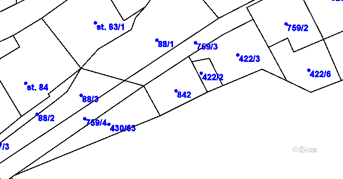 Parcela st. 143 v KÚ Fryšava pod Žákovou horou, Katastrální mapa