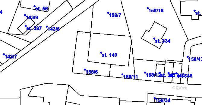 Parcela st. 149 v KÚ Fryšava pod Žákovou horou, Katastrální mapa