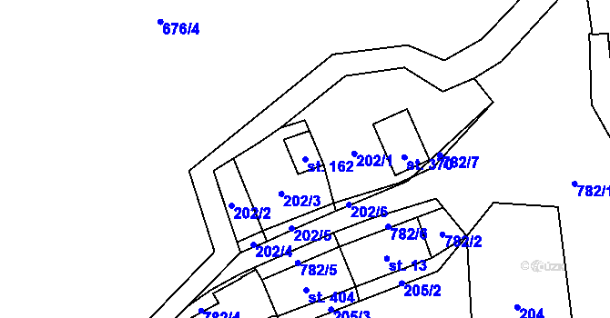 Parcela st. 162 v KÚ Fryšava pod Žákovou horou, Katastrální mapa