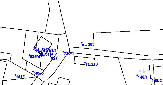 Parcela st. 203 v KÚ Fryšava pod Žákovou horou, Katastrální mapa