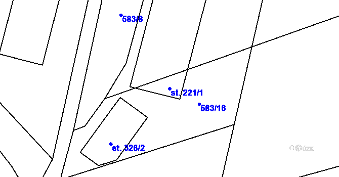 Parcela st. 221/1 v KÚ Fryšava pod Žákovou horou, Katastrální mapa