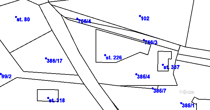 Parcela st. 226 v KÚ Fryšava pod Žákovou horou, Katastrální mapa
